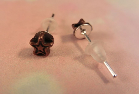 Preview: Kupferfarbene Mini Stern Ohrstecker Star